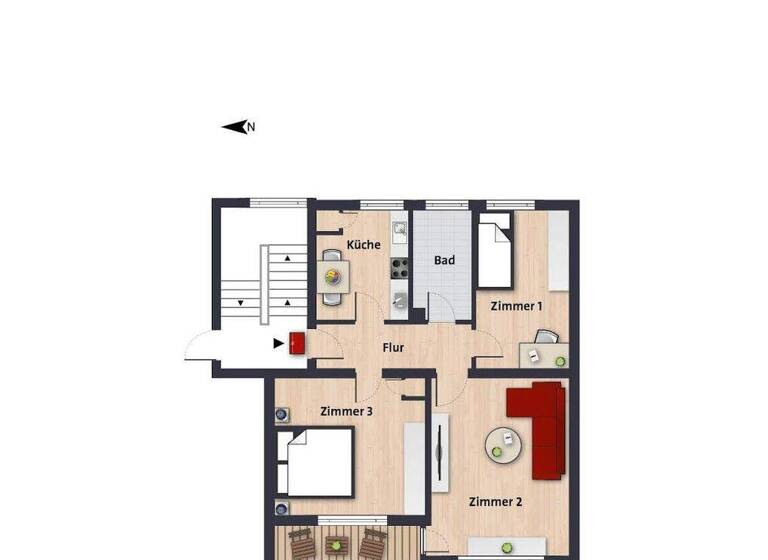Wohnung zur Miete nur mit Wohnberechtigungsschein 440 € 3 Zimmer 61,3 m² 3. Geschoss frei ab 01.05.2026 Kiebitzweg 13 Hellwinkel Wolfsburg 38446