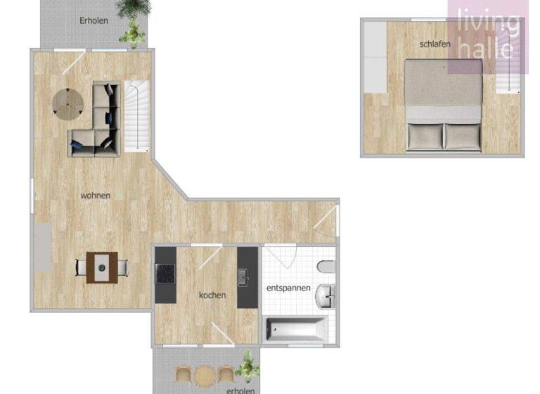 Maisonette zur Miete 460 € 2 Zimmer 68 m² 2. Geschoss frei ab sofort Neue Häuser 4 Delitz am Berge 06246
