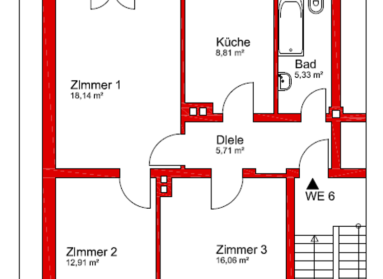 Wohnung zur Miete 1.220 € 3 Zimmer 70 m² Geschoss 2/3 frei ab 01.05.2026 Schleußnerstraße 4 Bad Homburg Bad Homburg vor der Höhe 61348