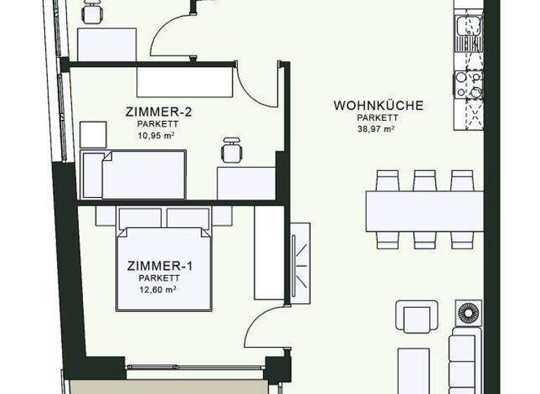 Wohnung zur Miete - Erstbezug 1.053 € 4 Zimmer 89,6 m² 5. Geschoss frei ab sofort Fröhlichgasse 23-35 Jakomini Graz 8010