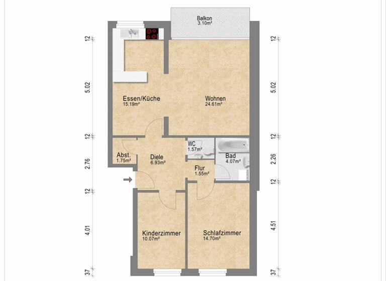 Wohnung zum Kauf als Kapitalanlage geeignet 199.000 € 3 Zimmer 80 m²<br/>Wohnfläche Ochtmissen Lüneburg 21339