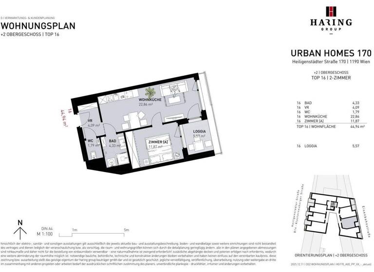 Wohnung zum Kauf - Erstbezug 319.500 € 2 Zimmer 44,9 m² 2. Geschoss Heiligenstädter Straße 170 Wien 1190