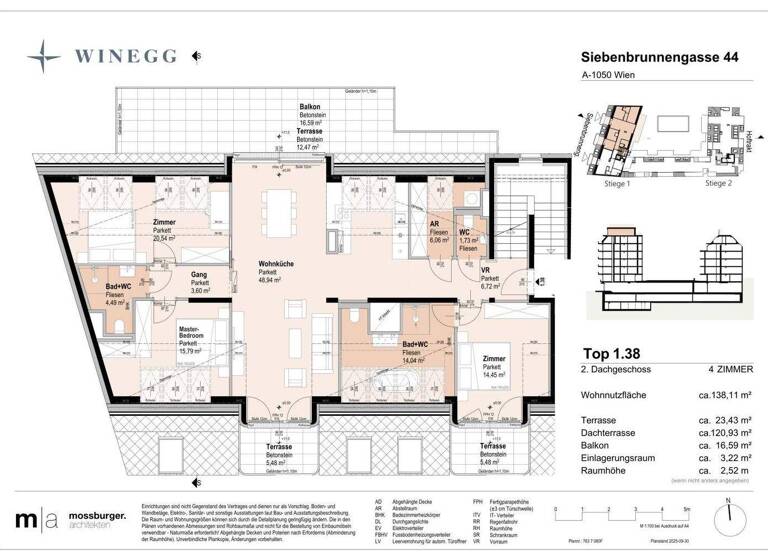 Wohnung zum Kauf - Erstbezug 1.583.200 € 4 Zimmer 138,1 m² 7. Geschoss Siebenbrunnengasse 44 Wien 1050