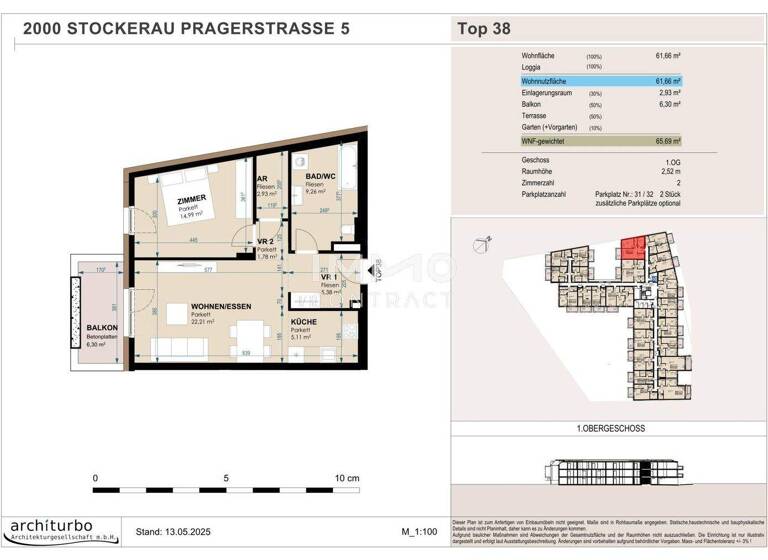 Wohnung zum Kauf 303.483 € 2 Zimmer 1. Geschoss Stockerau 2000