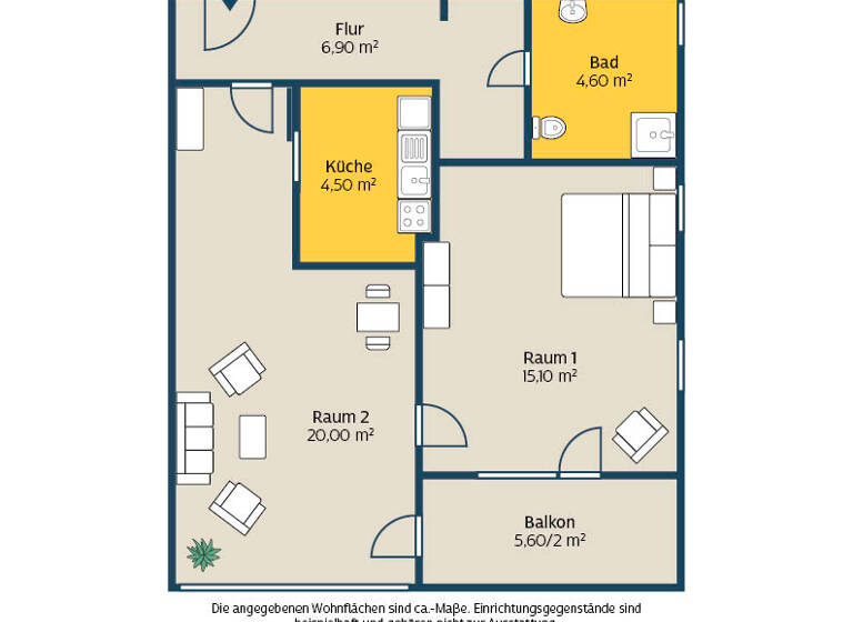 Wohnung zur Miete 549 € 2 Zimmer 54,2 m² Max-Planck-Str. 13 Zentrum-Nordwest Leipzig 04105