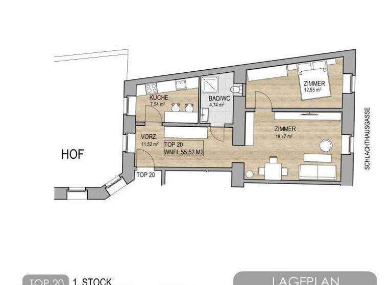 Wohnung zum Kauf 270.000 € 3 Zimmer 55,5 m² 2. Geschoss Markhofgasse Wien 1030