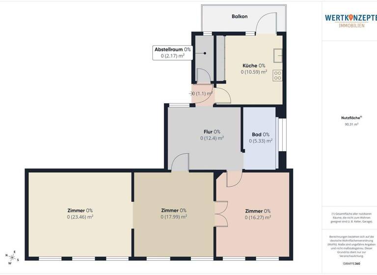 Bürofläche zur Miete 1.150 € 3 Zimmer Hohle Gasse 1 Husum 25813