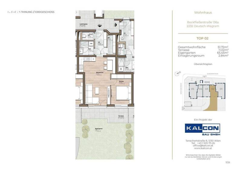 Wohnung zum Kauf - Erstbezug 284.000 € 2 Zimmer 51,7 m² EG Bockfließerstraße 136A Deutsch-Wagram 2232
