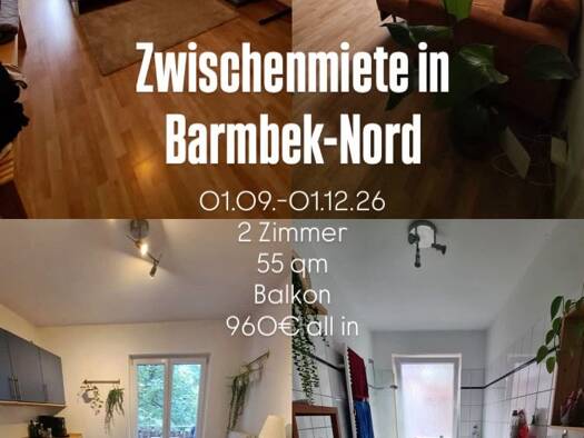 Wohnung zur Miete 680 € 2 Zimmer 55 m² Geschoss 2/3 frei ab 01.09.2026 Barmbek-Nord Hamburg 22307
