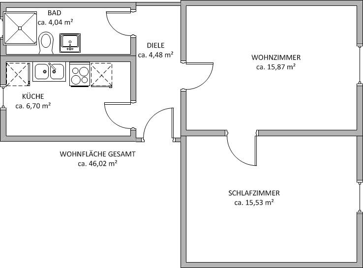 Wohnung zur Miete 290 € 2 Zimmer 46 m²<br/>Wohnfläche EG<br/>Geschoss Max-Lademann-Str. 15 Wolfen Bitterfeld-Wolfen 06766