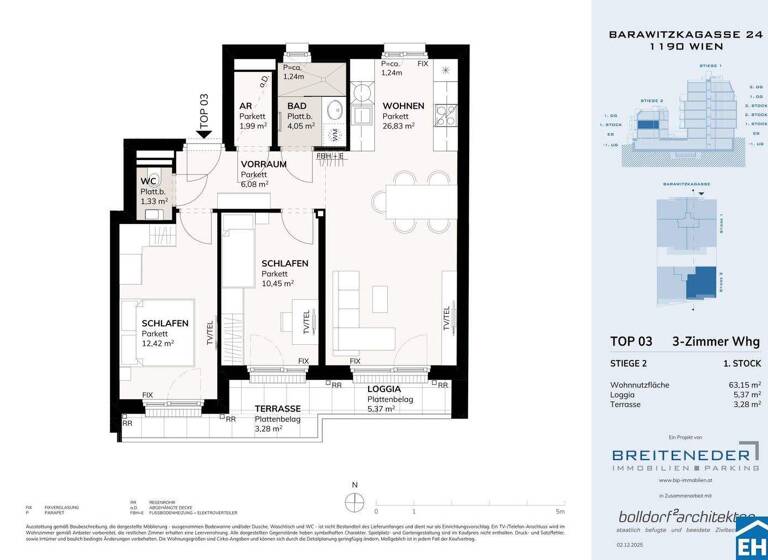 Wohnung zum Kauf - Erstbezug provisionsfrei 555.000 € 3 Zimmer 63,2 m² 1. Geschoss Barawitzkagasse Wien 1190