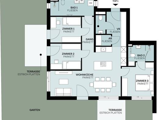 Wohnung zum Kauf - Erstbezug 4 Zimmer 93,8 m² Elidagasse 24/1 Wien 1220