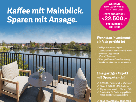 Wohnung zum Kauf provisionsfrei 296.500 € 2 Zimmer 74,9 m² Kitzingen Kitzingen 97318