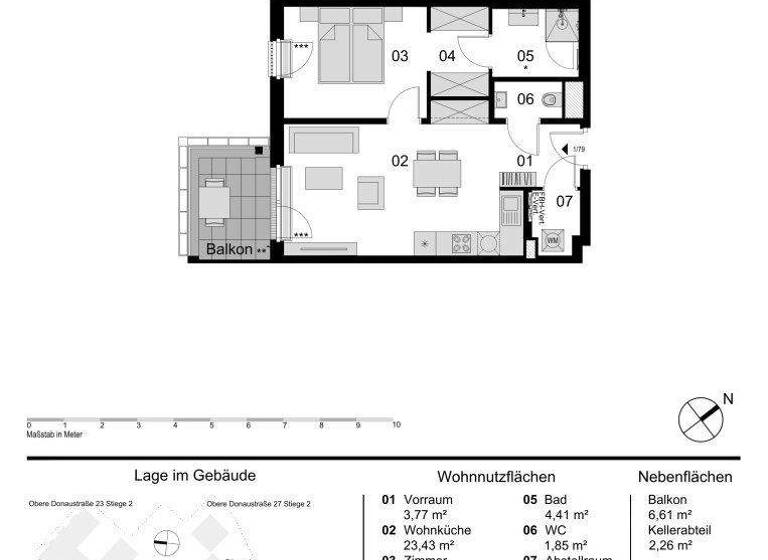 Wohnung zum Kauf - Erstbezug 531.000 € 2 Zimmer 51,4 m² 6. Geschoss Obere Donaustraße 23 Wien 1020