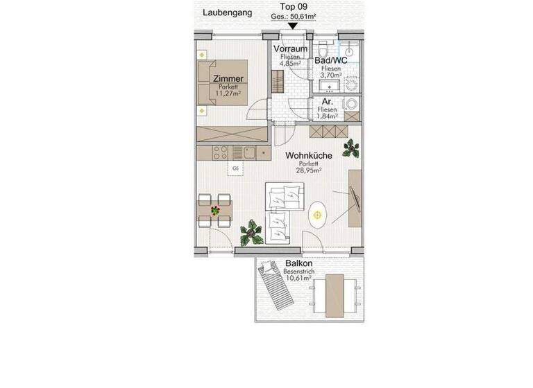 Wohnung zum Kauf - Erstbezug provisionsfrei 195.156 € 2 Zimmer 50,6 m² Wildon 8410