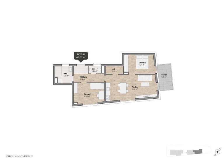Wohnung zum Kauf - Erstbezug 414.711 € 3 Zimmer 66,7 m² 1. Geschoss Lindweg 23 Geidorf Graz 8010