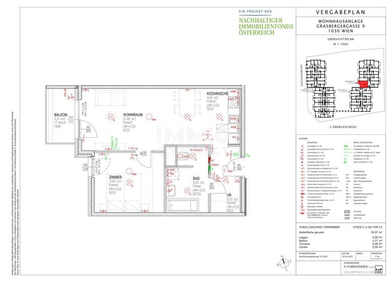 Wohnung zur Miete 738 € 2 Zimmer 50,1 m² 2. Geschoss Wien,Landstraße 1030