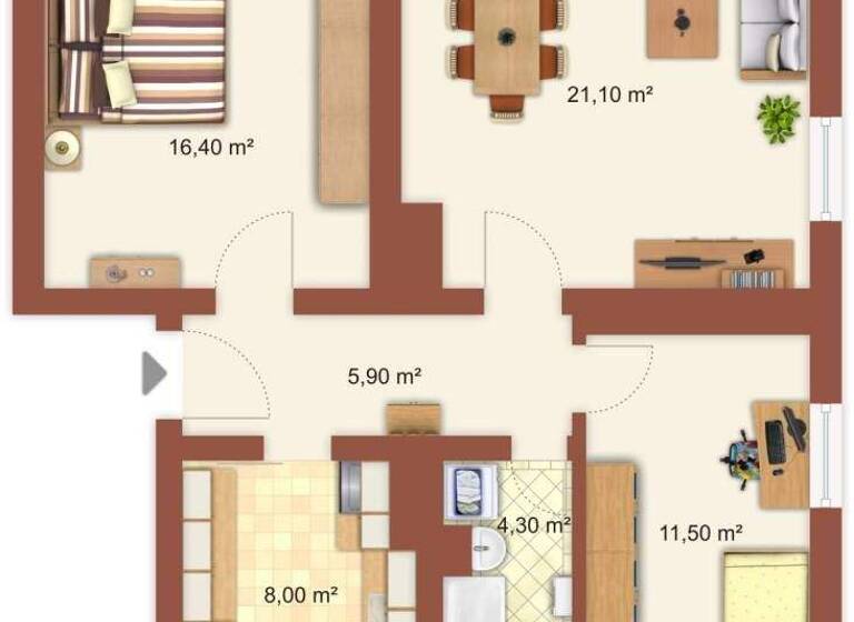 Wohnung zur Miete 390 € 3 Zimmer 63,7 m² 1. Geschoss Strasse des Aufbaus 11 Profen Elsteraue 06729