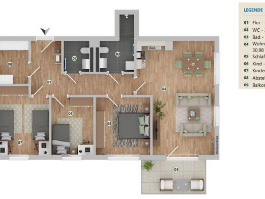 Wohnung zur Miete 1.179 € 4 Zimmer 94,3 m² 2. Geschoss Zur Steilküste 8 Andershof Stralsund 18439