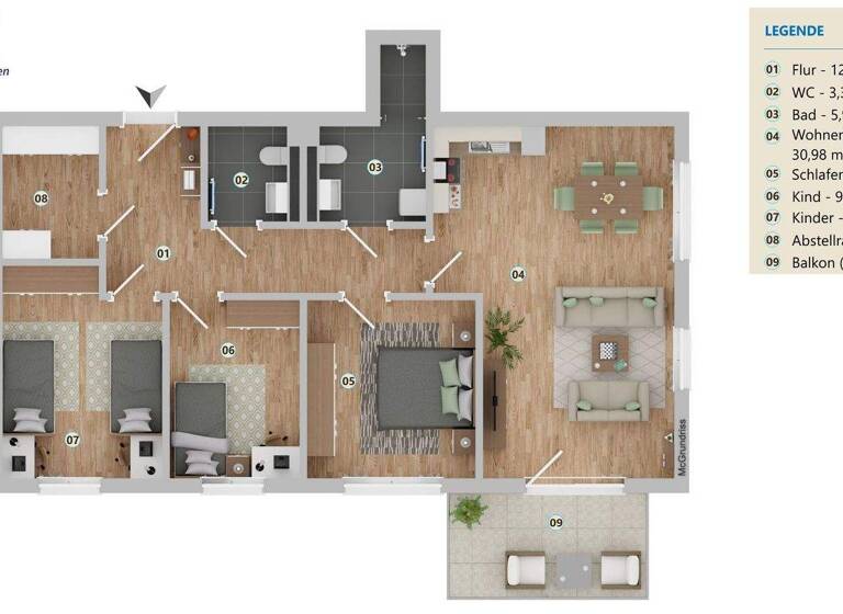 Wohnung zur Miete - Erstbezug 1.179 € 4 Zimmer 94,3 m² 2. Geschoss Zur Steilküste 8 Andershof Stralsund 18439