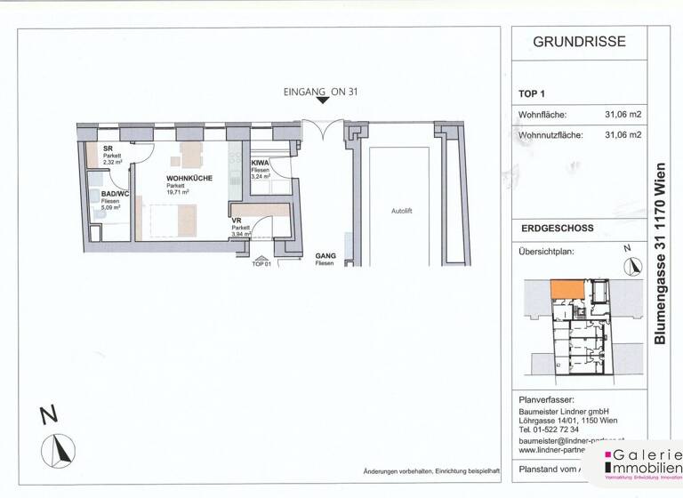 Studio zum Kauf - Erstbezug 211.208 € 1 Zimmer 31,1 m² EG Wien,Hernals 1170