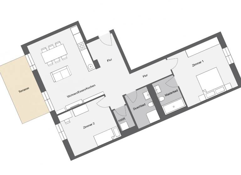 Terrassenwohnung zur Miete 1.640 € 3 Zimmer 96,2 m² 1. Geschoss Völklinger Straße 32 Käfertal Mannheim 68309