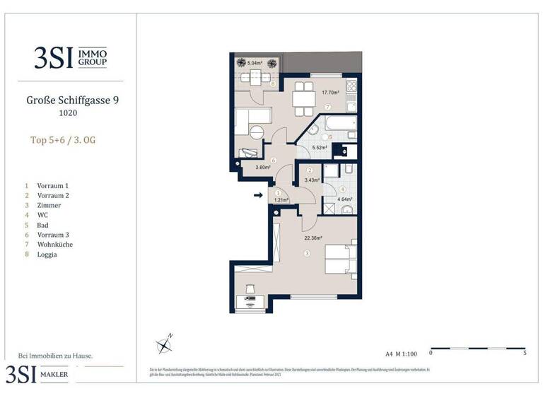 Wohnung zum Kauf - Erstbezug 583.000 € 2 Zimmer 59,7 m² 2. Geschoss Große Schiffgasse 9 Wien 1020