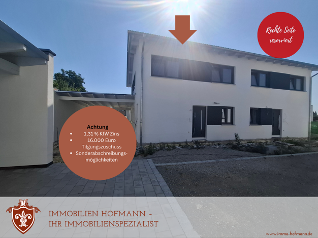 Doppelhaushälfte zum Kauf - Erstbezug 455.000 € 5 Zimmer 122 m² 395 m² Grundstück Parnkofen Pilsting 94431