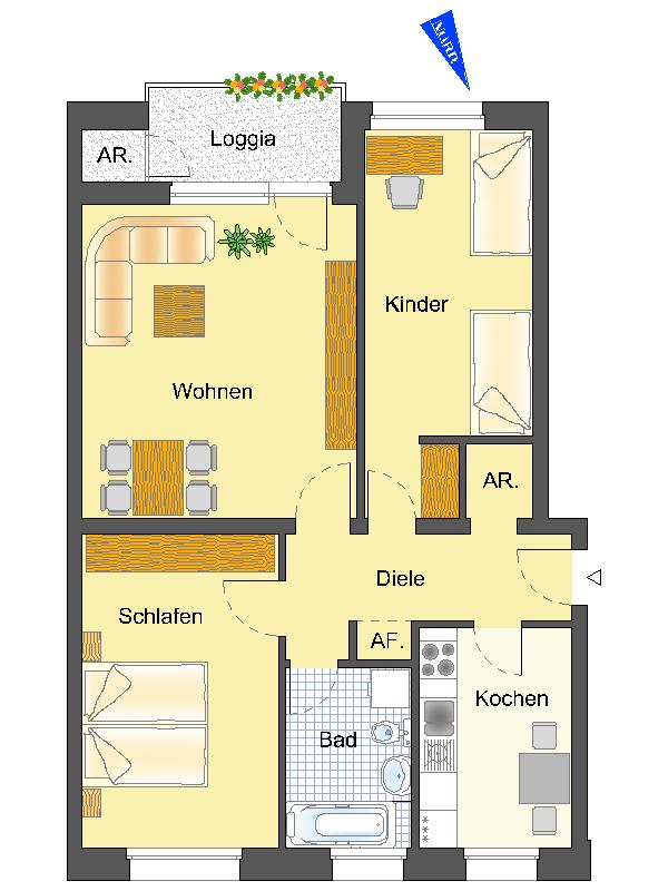 Wohnung zur Miete nur mit Wohnberechtigungsschein 465 € 3 Zimmer 76 m²<br/>Wohnfläche 2.<br/>Geschoss 02.05.2025<br/>Verfügbarkeit Eichendorffweg 11 Detmold - Kernstadt Detmold 32756