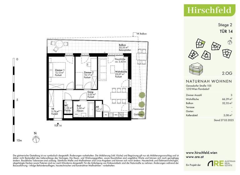 Wohnung zum Kauf - Erstbezug provisionsfrei 430.000 € 3 Zimmer 66,3 m² 2. Geschoss Wien 1210