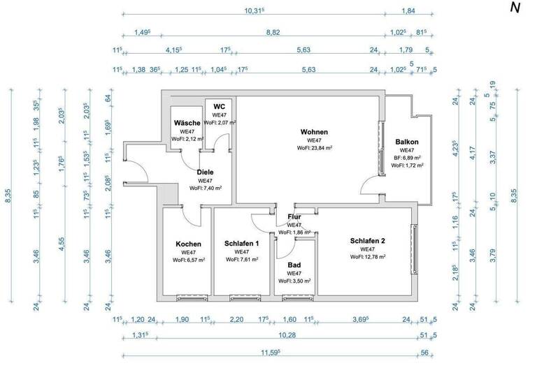Wohnung zum Kauf 219.500 € 3 Zimmer 70 m² 13. Geschoss Bahnhofsvorstadt Bremen 28195