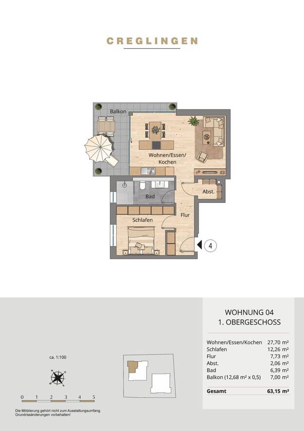 Wohnung zum Kauf - Neubau provisionsfrei 266.900 € 2 Zimmer 63,2 m² 1. Geschoss Rothenburger Str. 23 Creglingen Creglingen 97993