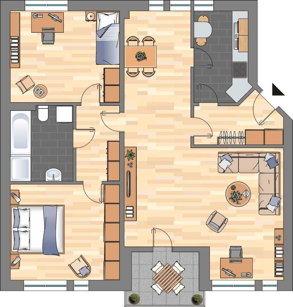 Wohnung zur Miete 589 € 3 Zimmer 89,8 m²<br/>Wohnfläche 1.<br/>Geschoss Bahnhofstraße 113 Bant Wilhelmshaven 26382