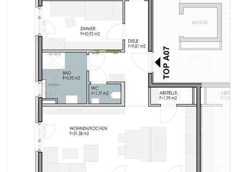 Wohnung zum Kauf - Erstbezug 616.700 € 3 Zimmer 77,4 m² 2. Geschoss Bahnhofstraße 24a, b, c Baumkirchen 6121