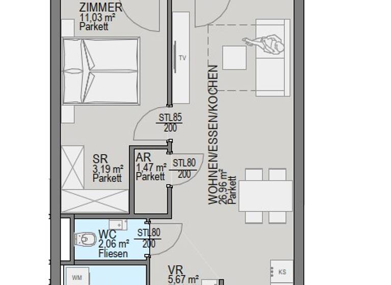 Wohnung zum Kauf - Erstbezug 259.800 € 2 Zimmer 55,8 m² 1. Geschoss Straßgang Graz 8054