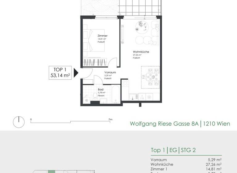 Wohnung zum Kauf - Erstbezug provisionsfrei 297.500 € 2 Zimmer 53,1 m² EG Wolfgang-Riese-Gasse 8A Wien 1210