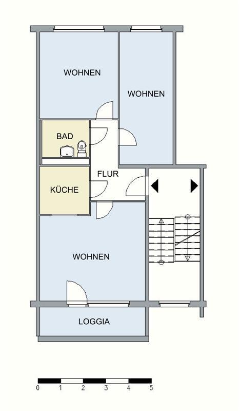 Wohnung zur Miete 330 € 3 Zimmer 62,8 m²<br/>Wohnfläche 5.<br/>Geschoss Rühlower Straße 39 Industrieviertel Neubrandenburg 17034