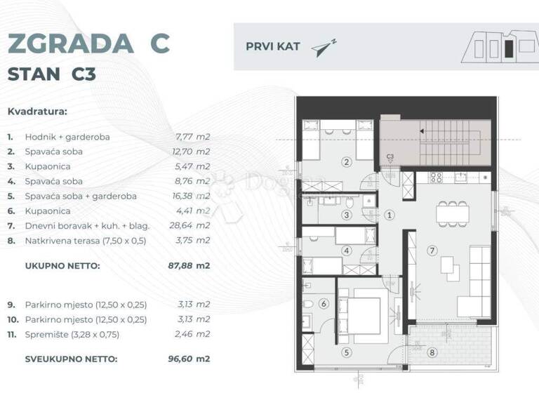 Wohnung zum Kauf 362.250 € 4 Zimmer 96 m² 1. Geschoss Fazana