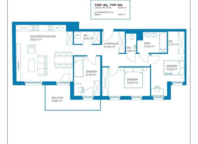 Wohnung zum Kauf - Erstbezug 647.438 € 4 Zimmer 89,9 m² Wien 1220