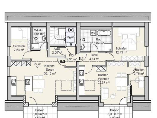 Penthouse zum Kauf provisionsfrei 304.000 € 3 Zimmer 57 m² 2. Geschoss Feldstraße 15 Erlingen Meitingen 86405