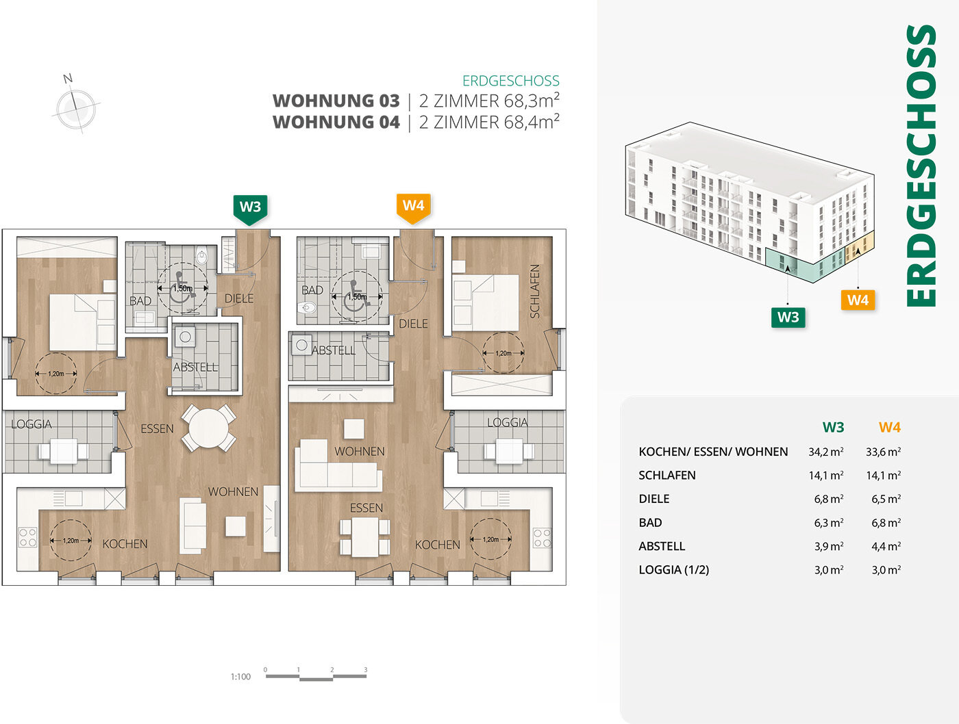 Wohnung zum Kauf 338.590 € 2 Zimmer 68,4 m²<br/>Wohnfläche EG<br/>Geschoss Scheffelstraße 3b Grenzach Grenzach-Wyhlen 79639