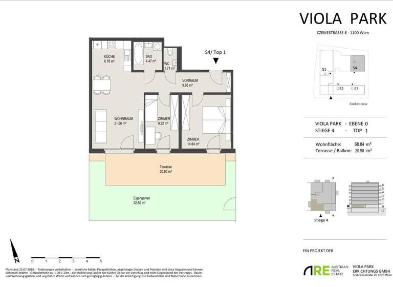 Wohnung zur Miete 937 € 3 Zimmer 68,8 m² 6. Geschoss Czeikestraße 8 Wien, Favoriten 1100
