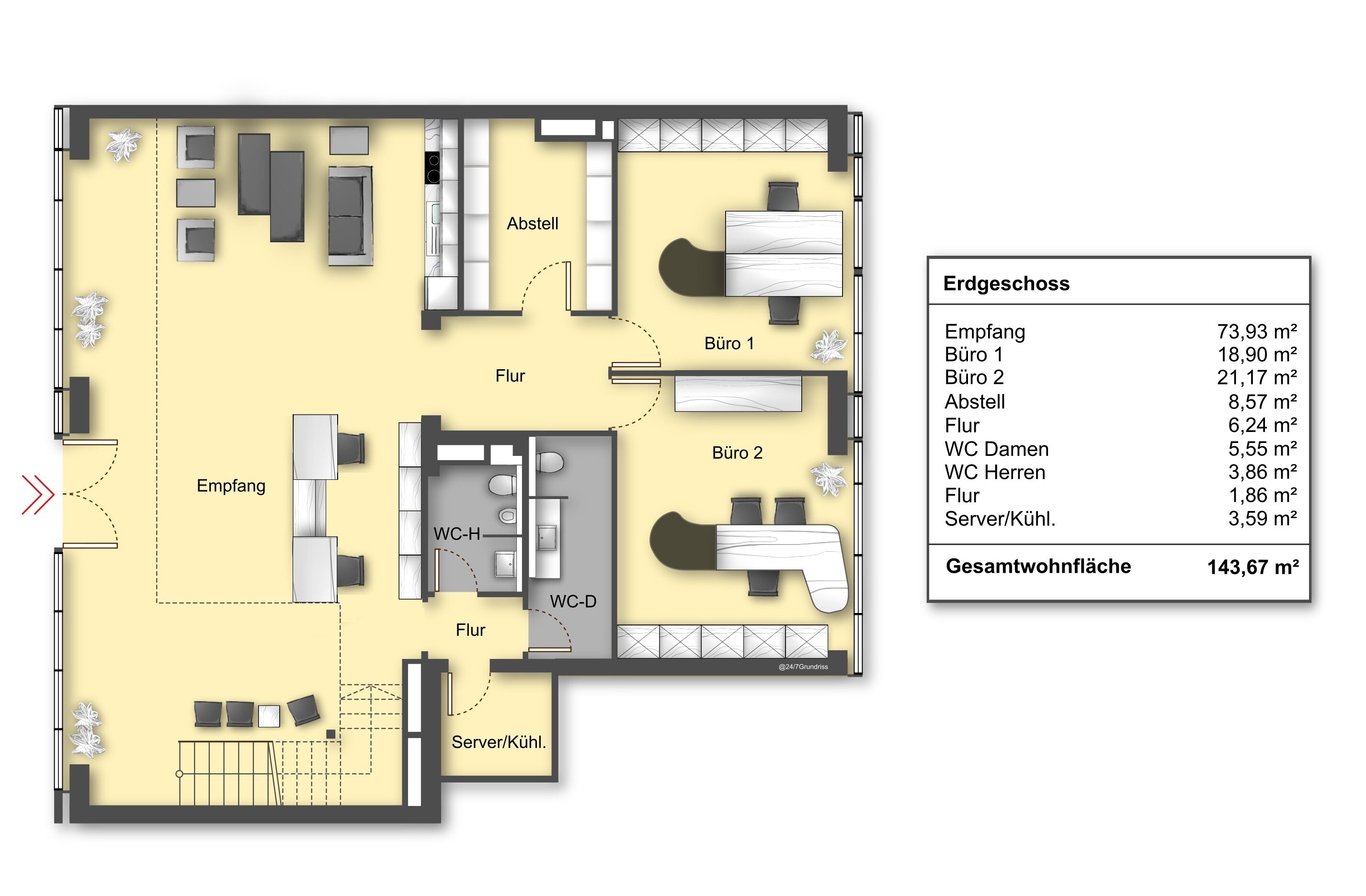 Bürofläche zur Miete 30,65 € 5 Zimmer 261 m²<br/>Bürofläche HafenCity Hamburg 20457