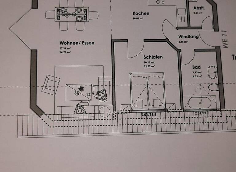 Wohnung zur Miete 600 € 2 Zimmer 53,1 m² 3. Geschoss Hackenheim 55546