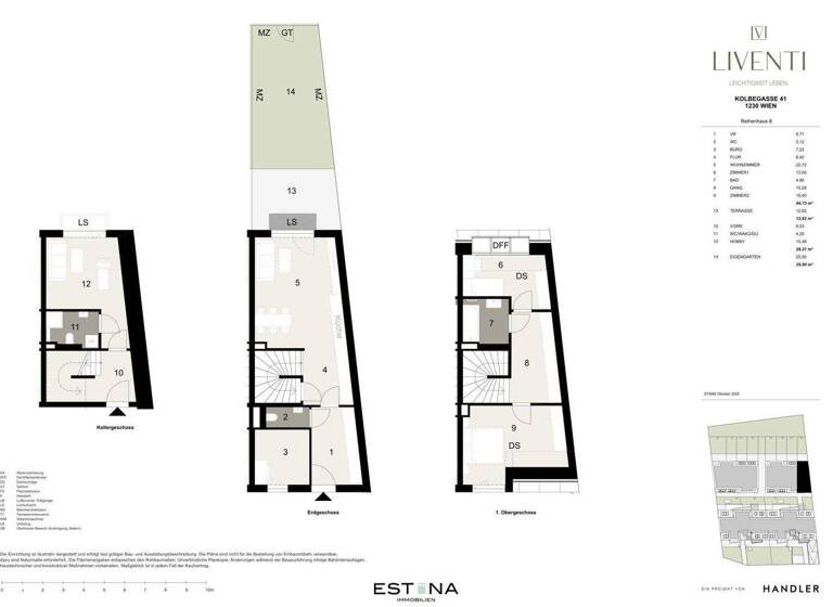Reihenmittelhaus zum Kauf - Erstbezug 649.000 € 5 Zimmer 124 m² Kolbegasse Wien 1230