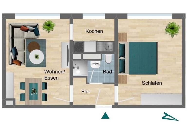 Wohnung zur Miete 260 € 2 Zimmer 42,9 m² 2. Geschoss Wilhelm-Pieck-Straße 11 Triptis 07819