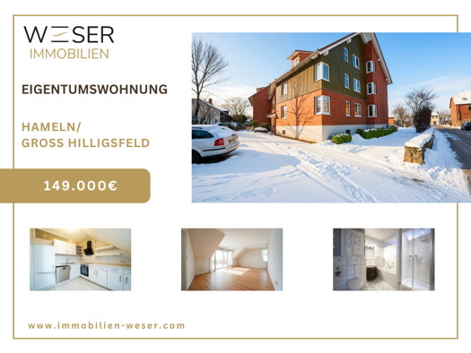 Wohnung zum Kauf 149.000 € 3 Zimmer 83,9 m² 3. Geschoss Hilligsfeld Hameln 31789