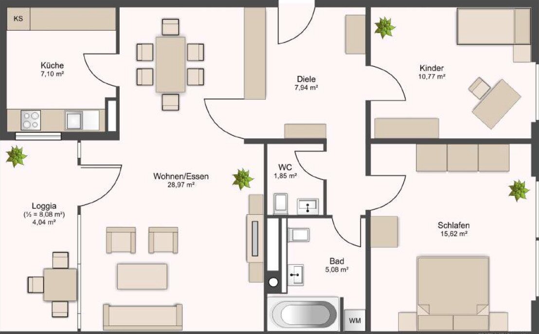 Wohnung zum Kauf 795.000 € 3 Zimmer 79 m²<br/>Wohnfläche 1.<br/>Geschoss Englschalking München 81925