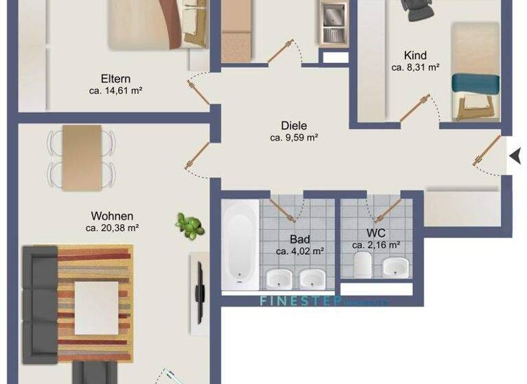 Wohnung zum Kauf 444.000 € 2,5 Zimmer 70 m² 3. Geschoss Ramersdorf-Perlach München 81737