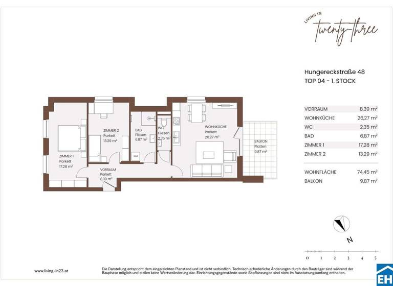 Wohnung zum Kauf - Erstbezug 439.000 € 3 Zimmer 74,5 m² 1. Geschoss Hungereckstraße Wien 1230